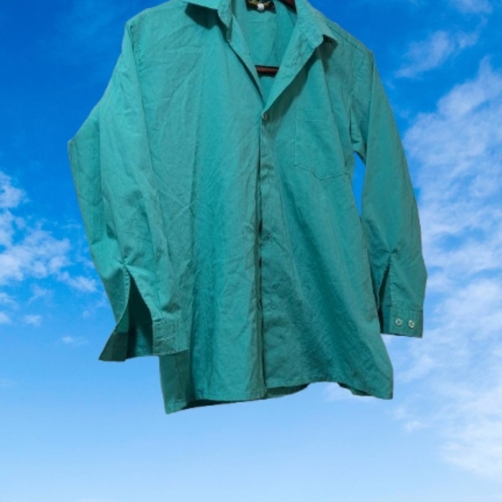RAFAEL Vintage Teal Button-Up Shirt Size 14